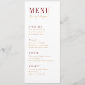 Moderne typografie minimalistische herfst bruiloft menu (Voorkant)