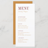 Moderne typografie minimalistische herfst bruiloft menu (Voorkant / Achterkant)