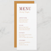 Moderne typografie minimalistische herfst bruiloft menu (Voorkant / Achterkant)