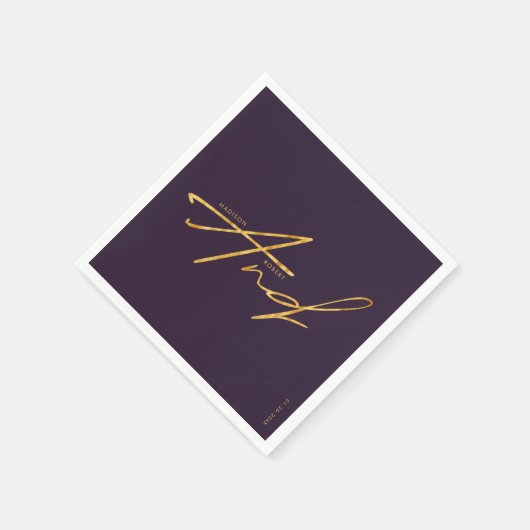 Moderne typografie Minimalistische Paarse gouden b Servet (Hoek)