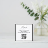 Moderne typografie Minimalistische QR-code bruilof Informatiekaartje (Staand voorkant)
