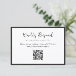 Moderne typografie Minimalistische QR-code bruilof RSVP Kaartje