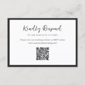 Moderne typografie Minimalistische QR-code bruilof RSVP Kaartje (Voorkant)