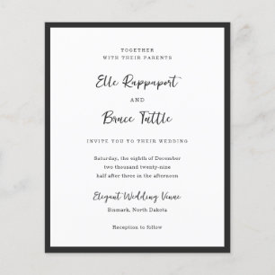 Moderne typografie minimalistische trouwkaart flyer
