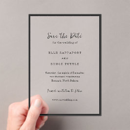 Moderne typografie Minimalistische trouwkaart Save Acryl Uitnodigingen
