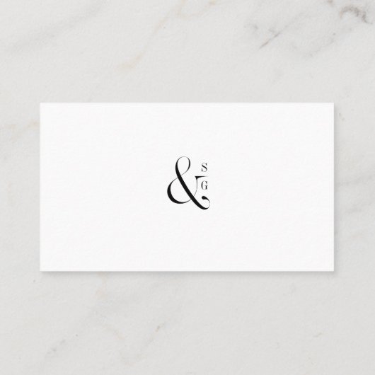 Moderne typografie minimalistische zwarte witte br plaatskaartje (Achterkant)