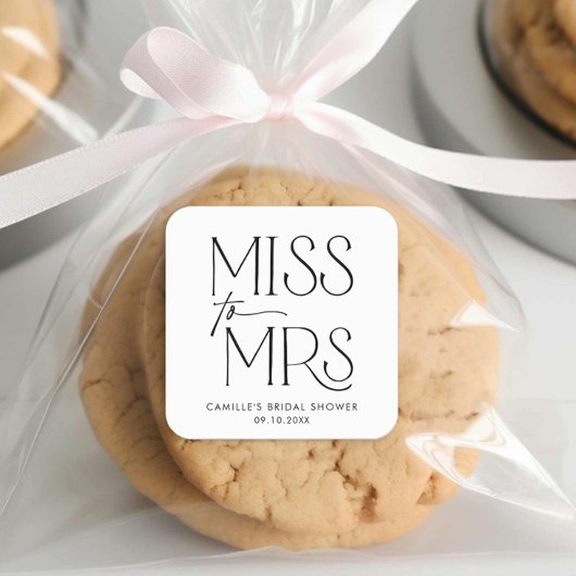 Moderne typografie Miss to Mrs Bruidsfeest Vierkante Sticker