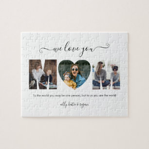 Moderne typografie MOM 3 Foto collage Gift voor ma Legpuzzel