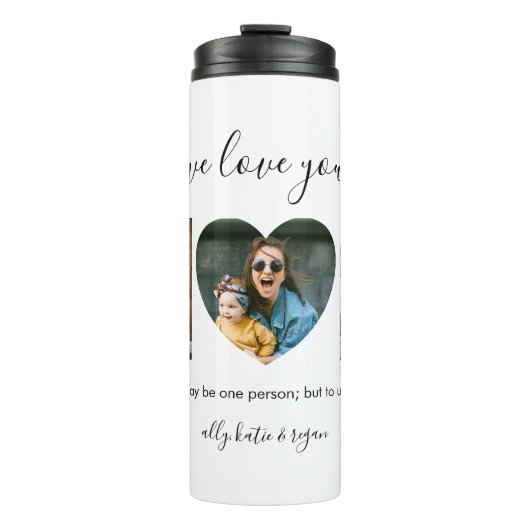 Moderne typografie MOM 3 Foto collage Gift voor ma Thermosbeker (Voorkant)