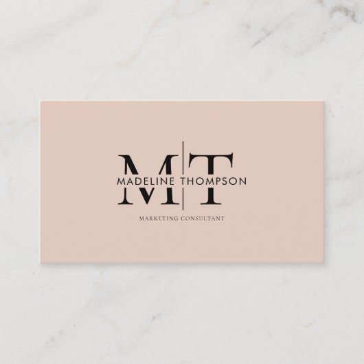 Moderne Typografie Monogram Boho Cream QR-code Visitekaartje (Voorkant)