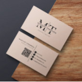Moderne Typografie Monogram Boho Cream QR-code Visitekaartje