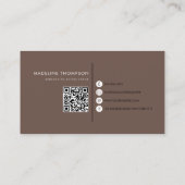 Moderne typografie Monogram Khaki en Bruine QR-cod Visitekaartje (Achterkant)