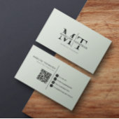 Moderne Typografie Monogram Sage Groene QR-code Visitekaartje