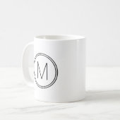 Moderne typografie monogram zwart en wit koffiemok (Voorkant links)