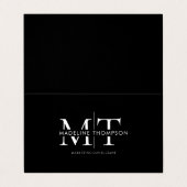 Moderne typografie monogram zwart QR-code gevouwen Visitekaartje (Buitenkant ongevouwen)