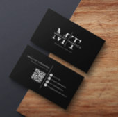 Moderne Typografie Monogram Zwart QR-code Visitekaartje