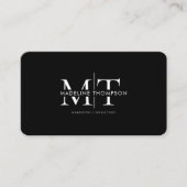 Moderne typografie monogram zwart QR-code Visitekaartje (Voorkant)