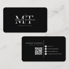 Moderne typografie monogram zwart QR-code Visitekaartje