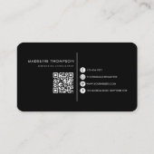 Moderne typografie monogram zwart QR-code Visitekaartje (Achterkant)