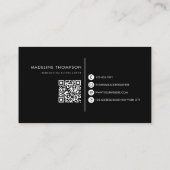 Moderne Typografie Monogram Zwart QR-code Visitekaartje (Achterkant)