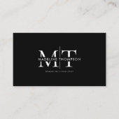 Moderne Typografie Monogram Zwart QR-code Visitekaartje (Voorkant)