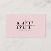 Moderne Typografie Monogram Zwart Roze QR-code Visitekaartje (Voorkant)