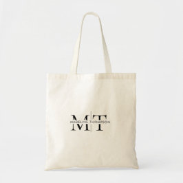 Moderne typografie Monogram Zwart Tote Bag