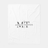 Moderne typografie Monogram Zwart Wit Fleece Deken (Voorkant)