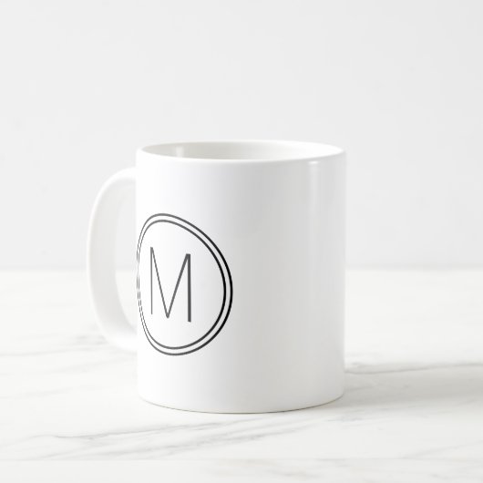 Moderne Typografie Monogram Zwart-wit Koffiemok (Voorkant links)