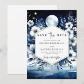 Moderne typografie Moonlit Wedding Save The Date (Voorkant / Achterkant)