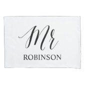 Moderne Typografie Mr. Couple Wedding Zijne Hers Kussensloop (Voorkant-Links)