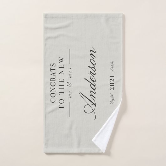 Moderne typografie Mr en Mrs bruiloft Bad Handdoek (Handdoek)