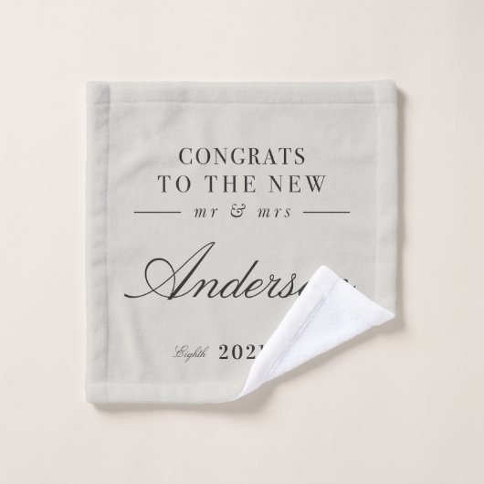 Moderne typografie Mr en Mrs bruiloft Bad Handdoek (Wasdoekje)