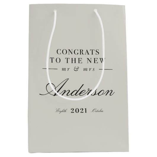 Moderne typografie Mr en Mrs bruiloft Medium Cadeauzakje (Voorkant)