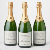 Moderne typografie Mr en Mrs bruiloft Sparkling Wijnetiket (Flessen)