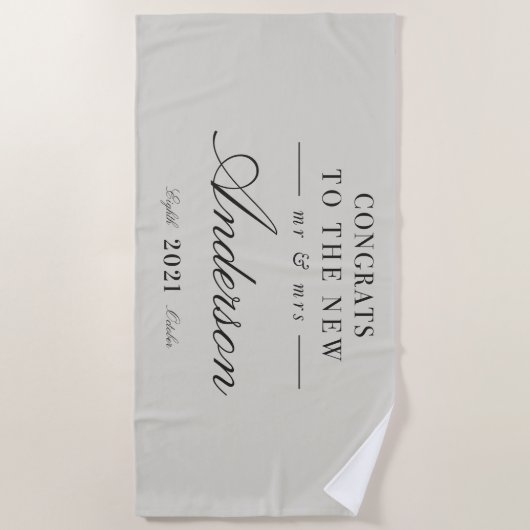 Moderne typografie Mr en Mrs bruiloft Strandlaken (Voorkant)