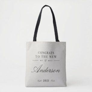 Moderne typografie Mr en Mrs bruiloft Tote Bag