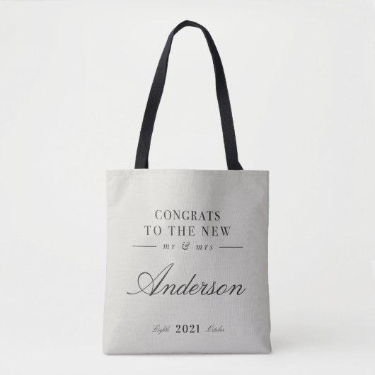 Moderne typografie Mr en Mrs bruiloft Tote Bag (Voorkant)