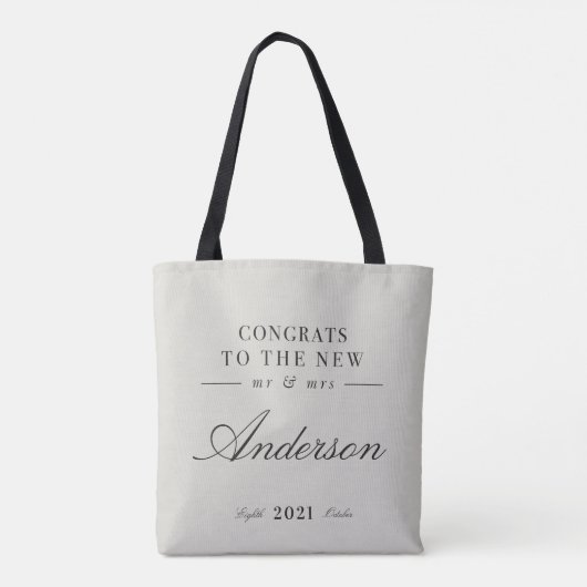 Moderne typografie Mr en Mrs bruiloft Tote Bag (Achterkant)