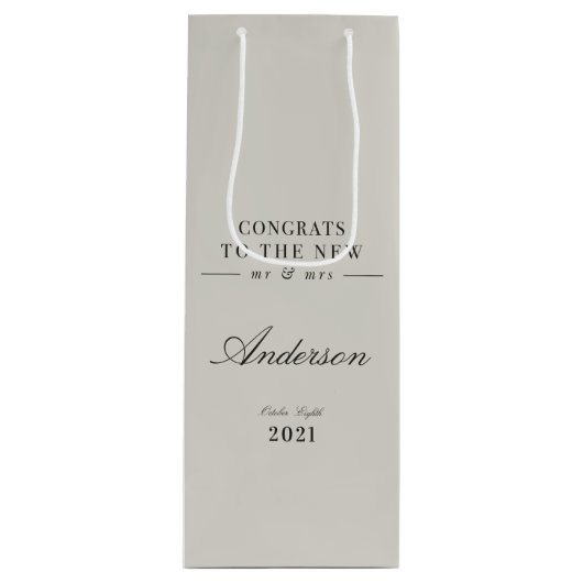 Moderne typografie Mr en Mrs bruiloft Wijn Cadeautas (Voorkant)