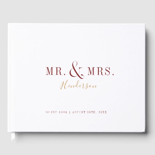 Moderne typografie Mr en Mrs herfstbruiloft Gastenboek (Voorkant)