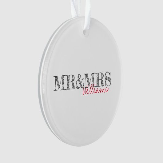 Moderne Typografie Mr&Mrs Naam Trouwdatum Ornament (voorkant)