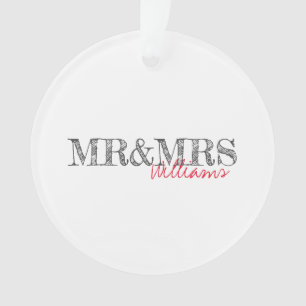 Moderne Typografie Mr&Mrs Naam Trouwdatum Ornament