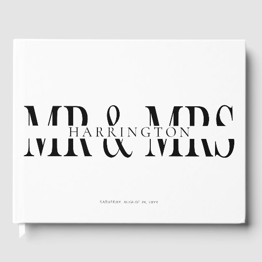 Moderne Typografie Mr. & Mrs. Wedding Gastenboek (Voorkant)
