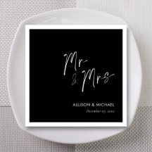 Moderne typografie Mr & Mrs Wit op Zwart