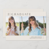 Moderne typografie multi foto afstudeerfeest kaart (Voorkant / Achterkant)
