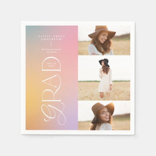 Moderne typografie multi foto afstuderen welkom servet (Voorkant)