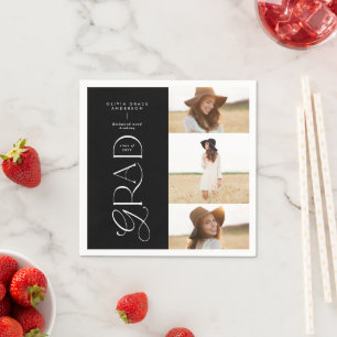 Moderne typografie multi foto afstuderen welkom servet