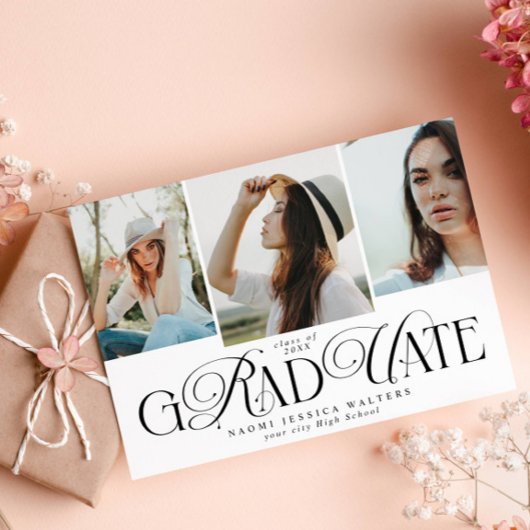 Moderne typografie Multi foto elegante afstuderen Kaart