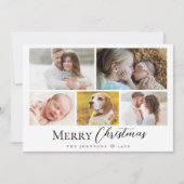Moderne Typografie Multi foto Vrolijk kerstfeest Feestdagenkaart (Voorkant)